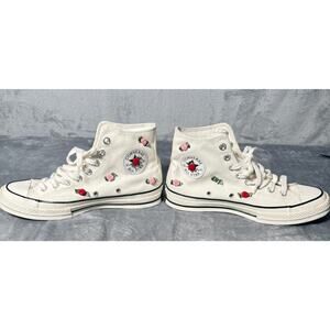 Custom Floral Converse Chuck Taylor High Top Cream Roses Mens 8 Womens 10